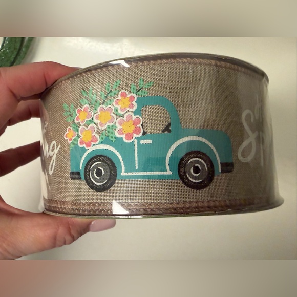 Hello Spring Burlap Ribbon NWT - Picture 2 of 3